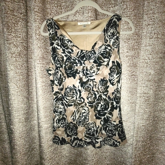 St. John Tops - St. John Black and Cream Floral Blouse